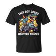 This Boy Loves Monster Trucks 恐竜モンスタートラック Tシャツ