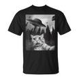 Ufo と面白い猫のセルフィー Tシャツ