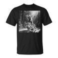 おもしろいアライグマ乗馬トラ驚いた怖い猫の自撮り。 Tシャツ