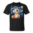 かわいい 柴犬 犬 星月夜 ヴィンセント・ヴァン・ゴッホ 絵画 Tシャツ