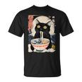 かわいい 猫 食べる ラーメン 麺 面白い アニメ Tシャツ