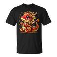 かわいい かわいい 赤 金 龍 中国 旧正月 縁起物 Tシャツ