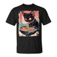 かわいい 黒猫 ラブ ラーメン カワイイ ねこ アニメ 日本語 Tシャツ