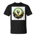 かわいいグリーンエイリアンヘッドufoスペースフェイス Tシャツ