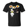 かわいいコックさん 洋食屋さん オムライス ナポリタン ハンバーグ エビフライ ウィンナー フライパン おもしろ Tシャツ