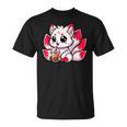 かわいい日本のキツネ九尾キツネボバティーアニメ Tシャツ