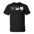 ねこさん 3 スリー Neko・Neko・Neko 黒猫・ハチワレ・白猫【どうぶつフレンズ】不機嫌猫 顔イラスト Tシャツ
