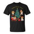 アグリー ハッピーデコピンクリスマス コーイケルホンディエ犬 ダッチデコイスパニエル犬 Tシャツ