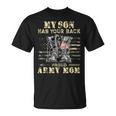 メンズ アメリカ国旗デザイン Myon Has Your Back Proud Army Mom Tシャツ