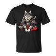 アラスカンマラミュート犬 和風 サムライ犬 Tシャツ
