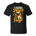 ガールズパグ犬愛好家 This Girl Loves Pugs Tシャツ