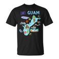 グアム、主要都市、旗、アメリカの観光名所地図 Tシャツ