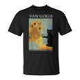 ゴッホ 黒猫 ひまわり おもしろ猫 Tシャツ