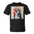 シベリアンハスキー子犬の笑いグラフィック。 Tシャツ