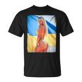 セクシーガールグラフィックtシャツ 「モダンピンナップガール&ウクライナ国旗2」 Tシャツ