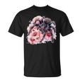 タランチュラ フローラル アートワーク アニマルアート 野生動物 タランチュラ 恋人 Tシャツ
