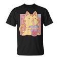 トラ猫とボバ茶のかわいいかわいい猫のグラフィック Tシャツ