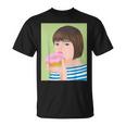 ドーナツショップ ポップアート ポートレート ロジックロックスター キュート ドーナツ ガールフレンド ドーナツ Tシャツ