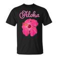 ハイビスカス Aloha アロハ《赤》（ハワイ・南国・フラダンス）夏【ビューティフル フラワー】キュート デザイン Tシャツ