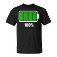 バッテリー100シャツ バッテリーハートフル充電バッテリーフル。 Tシャツ