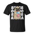 パグ 犬 カワイイ ボバ バブル ミルク ティー タピオカパール かわいい Tシャツ