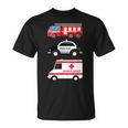 パトカー 消防車 救急車 ファーストレスポンダーデザイン Tシャツ