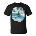 ビーチでのカピバラサーフィンおかしい Tシャツ