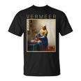 フェルメール 面白いtシャツ アート 牛乳を注ぐ女 絵画 メンズ レディース 面白い 服 美術 油彩画 Tシャツ