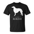 ボルゾイ犬の白いシルエット Tシャツ