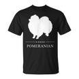 ポメラニアン 犬 ホワイト シルエット Tシャツ