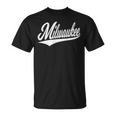 ミルウォーキー ウィスコンシン バーシティ スクリプト ヴィンテージ スポーツスタイル Tシャツ
