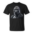 リアルなゴリラアートtシャツ、野生動物の霊長類の肖像画。 Tシャツ
