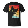 レトロな黒猫、ヴィンテージスタイルの黒猫。 Tシャツ