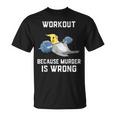 ワークアウト Because Murder Is Wrong 面白いオウム オカメインコ 鳥 Tシャツ