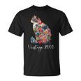 ヴィンテージ 2000 花柄 花 猫好き 24時間 誕生日 Tシャツ