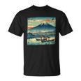 ヴィンテージ 日本の富士山 山に昇る太陽 Tシャツ