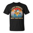 ヴィンテージペンギン I Love Handball More Than People Tシャツ