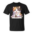原宿竹下通りの可愛い子猫 アニメ好き オタクを癒すタピオカ茶 Tシャツ