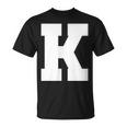 大文字 K アルファベットモノグラム イニシャル Tシャツ