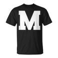 大文字 M アルファベットモノグラム イニシャル Tシャツ