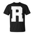 大文字 R アルファベット モノグラム イニシャル Tシャツ