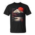 富士山と桜の至福 ヴィンテージ日本美術フュージョンtシャツ Tシャツ