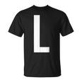 文字l アルファベットモノグラム イニシャル Tシャツ