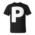 文字p 大文字 アルファベット モノグラム イニシャル Tシャツ