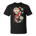 日本の鯉 魚 蓮の花 ヴィンテージ アート 日本 Tシャツ