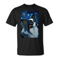 星月夜のパピヨン 絵画 犬 お母さん お父さん Tシャツ