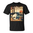 浮世絵 アート 神奈川 ヴィンテージ 日本のタトゥーアート 猫 グラフィック Tシャツ