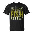 漁師のために睡眠魚を繰り返し面白い引用を食べる Tシャツ