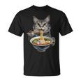 猫がラーメンを食べる リアル Tシャツ