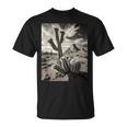 砂漠のサボテンのモノクロ写真 Tシャツ